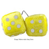 3 Inch Yellow Fuzzy Dice with Grey Dots
