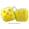 4 Inch Yellow Fuzzy Dice with Orange Dots