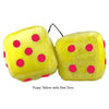 3 Inch Yellow Fuzzy Dice with Red Dots
