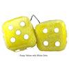 3 Inch Yellow Fuzzy Dice with White Dots