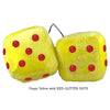3 Inch Yellow Fuzzy Dice with RED GLITTER DOTS