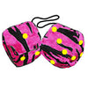 3 Inch Zebra Pink Plush Dice with Yellow Dots