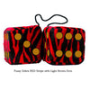 4 Inch Zebra Red Fluffy Dice with Light Brown Dots