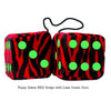 4 Inch Zebra Red Fluffy Dice with Lime Green Dots