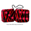 4 Inch Zebra Red Fluffy Dice with Red Dots