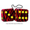 4 Inch Zebra Red Fluffy Dice with Yellow Dots