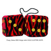 4 Inch Zebra Red Fluffy Dice with GOLD GLITTER DOTS