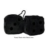 4 Inch Black Fuzzy Dice with Black Dots