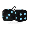 3 Inch Black Fuzzy Dice with Light Blue Dots