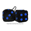 3 Inch Black Fuzzy Dice with Royal Navy Blue Dots