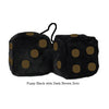 4 Inch Black Fuzzy Dice with Dark Brown Dots