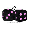 3 Inch Black Fuzzy Dice with Light Pink Dots