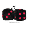 3 Inch Black Fuzzy Dice with Red Dots