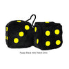 3 Inch Black Fuzzy Dice with Yellow Dots