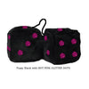 3 Inch Black Fuzzy Dice with HOT PINK GLITTER DOTS